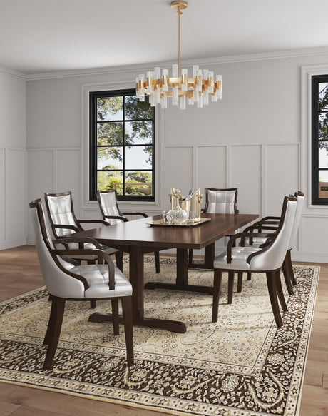 Fifth Avenue Faux Leather Dining Armchair in Silver and Walnut by Manhattan Comfort at Eve Furniture
