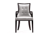Fifth Avenue Faux Leather Dining Armchair in Silver and Walnut by Manhattan Comfort at Eve Furniture