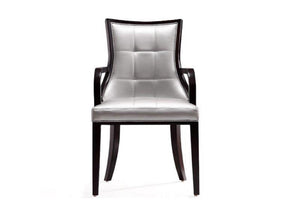 Fifth Avenue Faux Leather Dining Armchair in Silver and Walnut by Manhattan Comfort at Eve Furniture