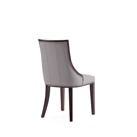 Fifth Avenue Faux Leather Dining Chair in Grey and Walnut (set of 4) by Manhattan Comfort at Eve Furniture