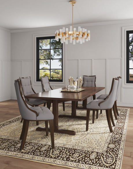 Fifth Avenue Faux Leather Dining Chair in Grey and Walnut (set of 4) by Manhattan Comfort at Eve Furniture