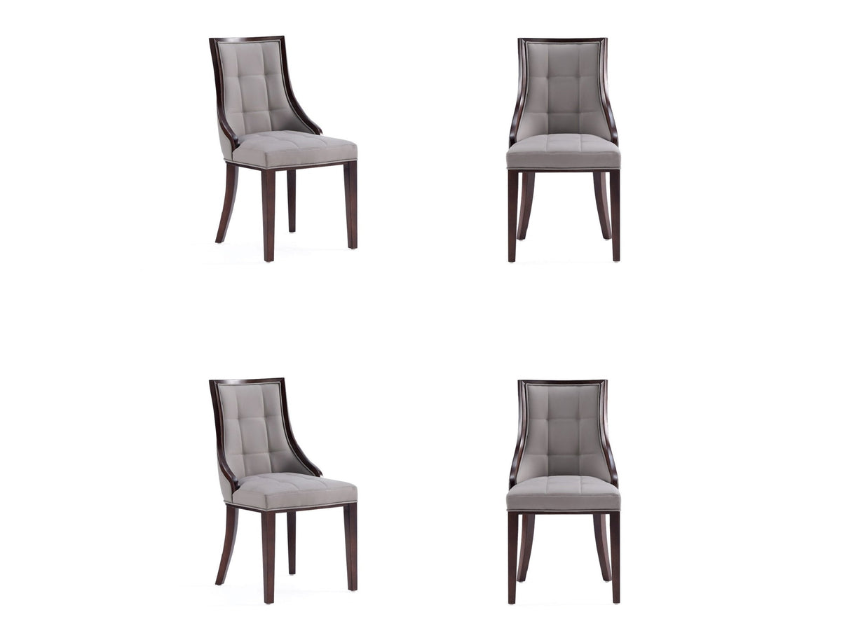 Fifth Avenue Faux Leather Dining Chair in Grey and Walnut (set of 4) by Manhattan Comfort at Eve Furniture