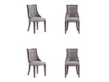 Fifth Avenue Faux Leather Dining Chair in Grey and Walnut (set of 4) by Manhattan Comfort at Eve Furniture