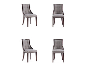 Fifth Avenue Faux Leather Dining Chair in Grey and Walnut (set of 4) by Manhattan Comfort at Eve Furniture