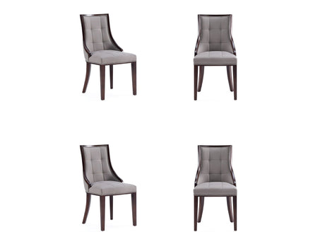 Fifth Avenue Faux Leather Dining Chair in Grey and Walnut (set of 4) by Manhattan Comfort at Eve Furniture