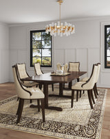 Fifth Avenue Faux Leather Dining Chair (Set of Two) in Cream and Walnut by Manhattan Comfort at Eve Furniture