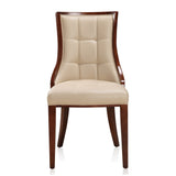 Fifth Avenue Faux Leather Dining Chair (Set of Two) in Cream and Walnut by Manhattan Comfort at Eve Furniture