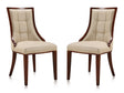 Fifth Avenue Faux Leather Dining Chair (Set of Two) in Cream and Walnut by Manhattan Comfort at Eve Furniture