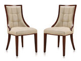 Fifth Avenue Faux Leather Dining Chair (Set of Two) in Cream and Walnut by Manhattan Comfort at Eve Furniture