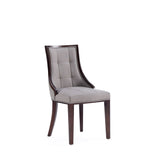 Fifth Avenue Faux Leather Dining Chair (Set of Two) in Grey and Walnut by Manhattan Comfort at Eve Furniture