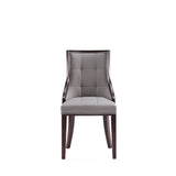 Fifth Avenue Faux Leather Dining Chair (Set of Two) in Grey and Walnut by Manhattan Comfort at Eve Furniture