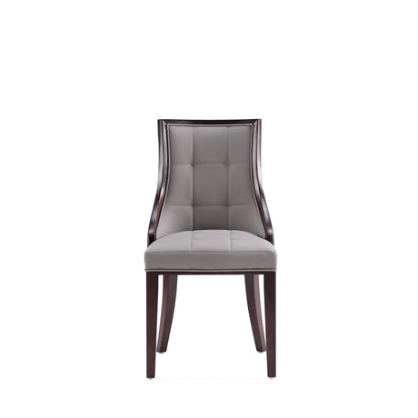 Fifth Avenue Faux Leather Dining Chair (Set of Two) in Grey and Walnut by Manhattan Comfort at Eve Furniture
