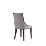 Fifth Avenue Faux Leather Dining Chair (Set of Two) in Grey and Walnut by Manhattan Comfort at Eve Furniture