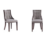 Fifth Avenue Faux Leather Dining Chair (Set of Two) in Grey and Walnut by Manhattan Comfort at Eve Furniture