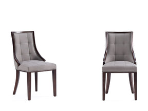 Fifth Avenue Faux Leather Dining Chair (Set of Two) in Grey and Walnut by Manhattan Comfort at Eve Furniture