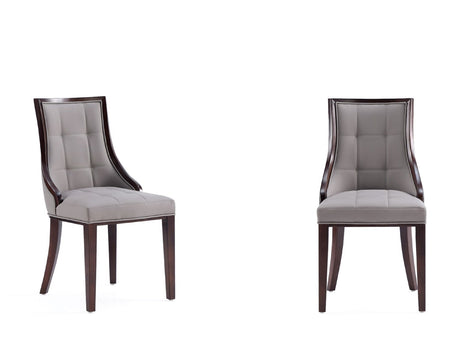 Fifth Avenue Faux Leather Dining Chair (Set of Two) in Grey and Walnut by Manhattan Comfort at Eve Furniture