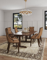 Fifth Avenue Faux Leather Dining Chair (Set of Two) in Saddle and Walnut by Manhattan Comfort at Eve Furniture