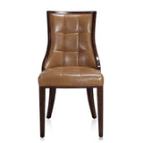 Fifth Avenue Faux Leather Dining Chair (Set of Two) in Saddle and Walnut by Manhattan Comfort at Eve Furniture
