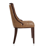 Fifth Avenue Faux Leather Dining Chair (Set of Two) in Saddle and Walnut by Manhattan Comfort at Eve Furniture