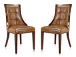 Fifth Avenue Faux Leather Dining Chair (Set of Two) in Saddle and Walnut by Manhattan Comfort at Eve Furniture