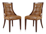 Fifth Avenue Faux Leather Dining Chair (Set of Two) in Saddle and Walnut by Manhattan Comfort at Eve Furniture