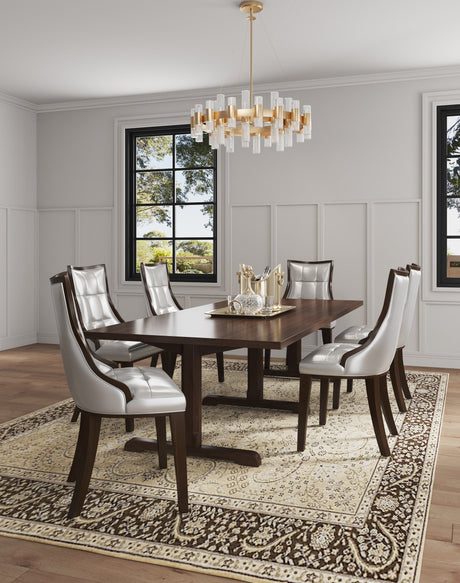 Fifth Avenue Faux Leather Dining Chair (Set of Two) in Silver and Walnut by Manhattan Comfort at Eve Furniture