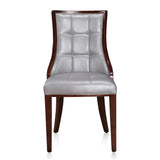 Fifth Avenue Faux Leather Dining Chair (Set of Two) in Silver and Walnut by Manhattan Comfort at Eve Furniture