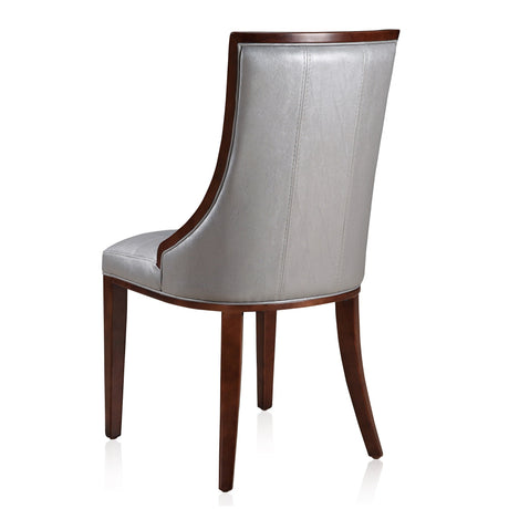 Fifth Avenue Faux Leather Dining Chair (Set of Two) in Silver and Walnut by Manhattan Comfort at Eve Furniture