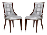 Fifth Avenue Faux Leather Dining Chair (Set of Two) in Silver and Walnut by Manhattan Comfort at Eve Furniture