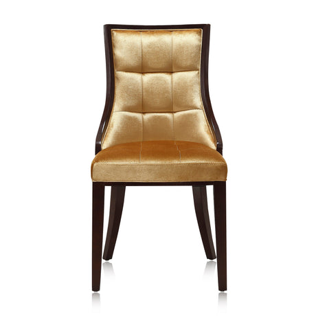 Fifth Avenue Velvet Dining Chair (Set of Two) in Antique Gold and Walnut by Manhattan Comfort at Eve Furniture