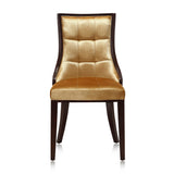Fifth Avenue Velvet Dining Chair (Set of Two) in Antique Gold and Walnut by Manhattan Comfort at Eve Furniture