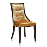 Fifth Avenue Velvet Dining Chair (Set of Two) in Antique Gold and Walnut by Manhattan Comfort at Eve Furniture