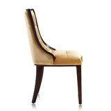 Fifth Avenue Velvet Dining Chair (Set of Two) in Antique Gold and Walnut by Manhattan Comfort at Eve Furniture