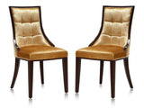 Fifth Avenue Velvet Dining Chair (Set of Two) in Antique Gold and Walnut by Manhattan Comfort at Eve Furniture