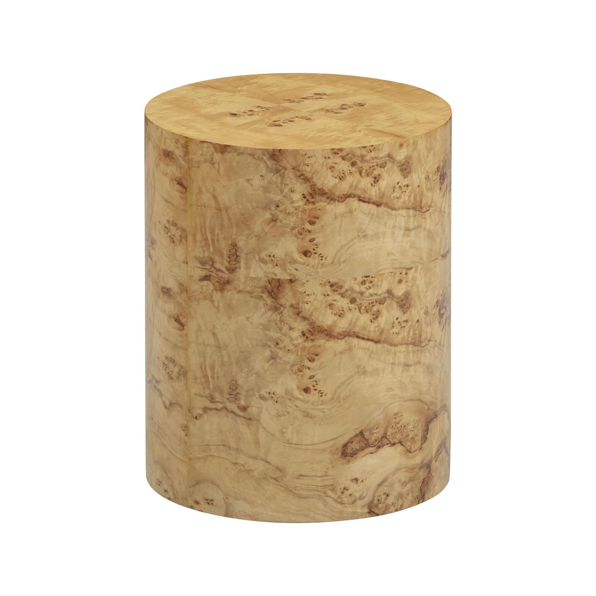 Fig Natural Burl Drum Side Table by TOV Furniture at Eve Furniture
