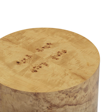 Fig Natural Burl Drum Side Table by TOV Furniture at Eve Furniture