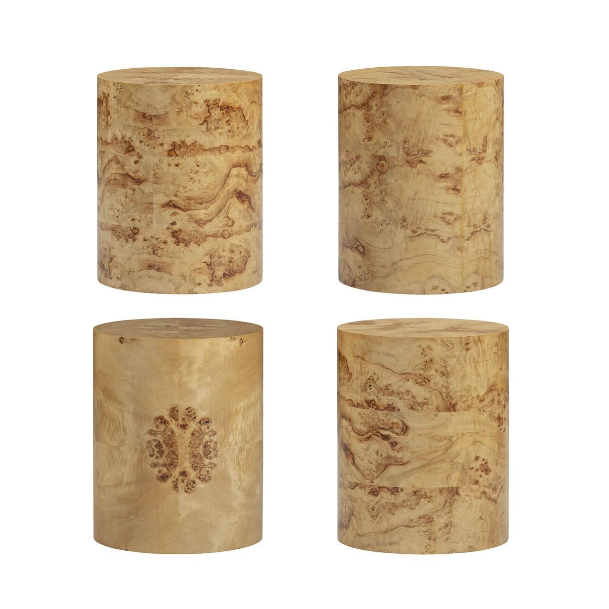 Fig Natural Burl Drum Side Table by TOV Furniture at Eve Furniture