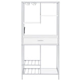 Figueroa 5-shelf Wine Cabinet with Storage Drawer White High Gloss and Chrome