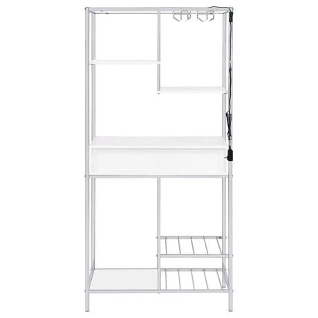 Figueroa White High Gloss and Chrome 5-shelf Wine Cabinet with Storage Drawer by Coaster at Eve Furniture