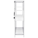 Figueroa White High Gloss and Chrome 5-shelf Wine Cabinet with Storage Drawer by Coaster at Eve Furniture