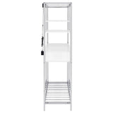 Figueroa White High Gloss and Chrome 5-shelf Wine Cabinet with Storage Drawer by Coaster at Eve Furniture