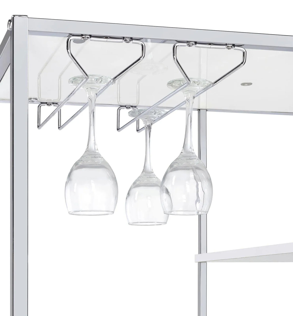 Figueroa White High Gloss and Chrome 5-shelf Wine Cabinet with Storage Drawer by Coaster at Eve Furniture