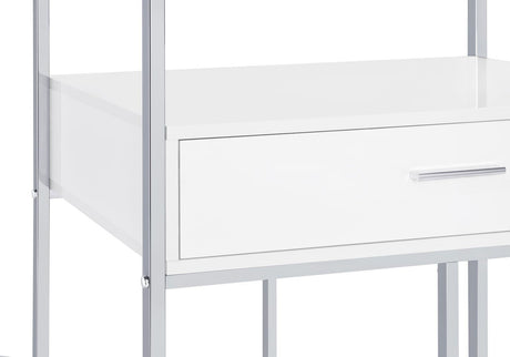 Figueroa White High Gloss and Chrome 5-shelf Wine Cabinet with Storage Drawer by Coaster at Eve Furniture