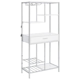 Figueroa White High Gloss and Chrome 5-shelf Wine Cabinet with Storage Drawer by Coaster at Eve Furniture
