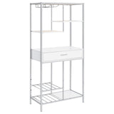 Figueroa White High Gloss and Chrome 5-shelf Wine Cabinet with Storage Drawer by Coaster at Eve Furniture