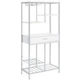 Figueroa White High Gloss and Chrome 5-shelf Wine Cabinet with Storage Drawer by Coaster at Eve Furniture
