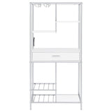 Figueroa White High Gloss and Chrome 5-shelf Wine Cabinet with Storage Drawer by Coaster at Eve Furniture