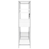 Figueroa White High Gloss and Chrome 5-shelf Wine Cabinet with Storage Drawer by Coaster at Eve Furniture