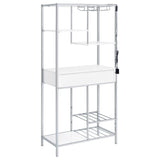 Figueroa White High Gloss and Chrome 5-shelf Wine Cabinet with Storage Drawer by Coaster at Eve Furniture