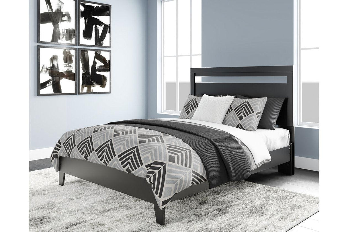 Finch Black/Brown Queen Panel Platform Bed by Ashley at Eve Furniture